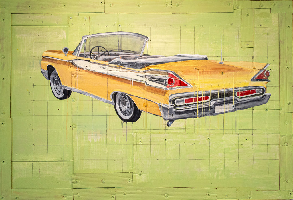 Tom Judd rendition of yellow 1958 Mercury Monterey