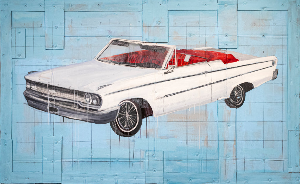 Tom Judd rendition of white 1963 Ford Galaxie