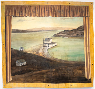 Surreal rendition of historical American landscape on canvas tarp